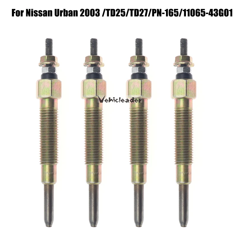 Juego de 4 bujías incandescentes de aleación de aluminio para calefacción de coche Nissan Urban 2003 /TD25/TD27/PN-165/11065-43G01, accesorios de modificación