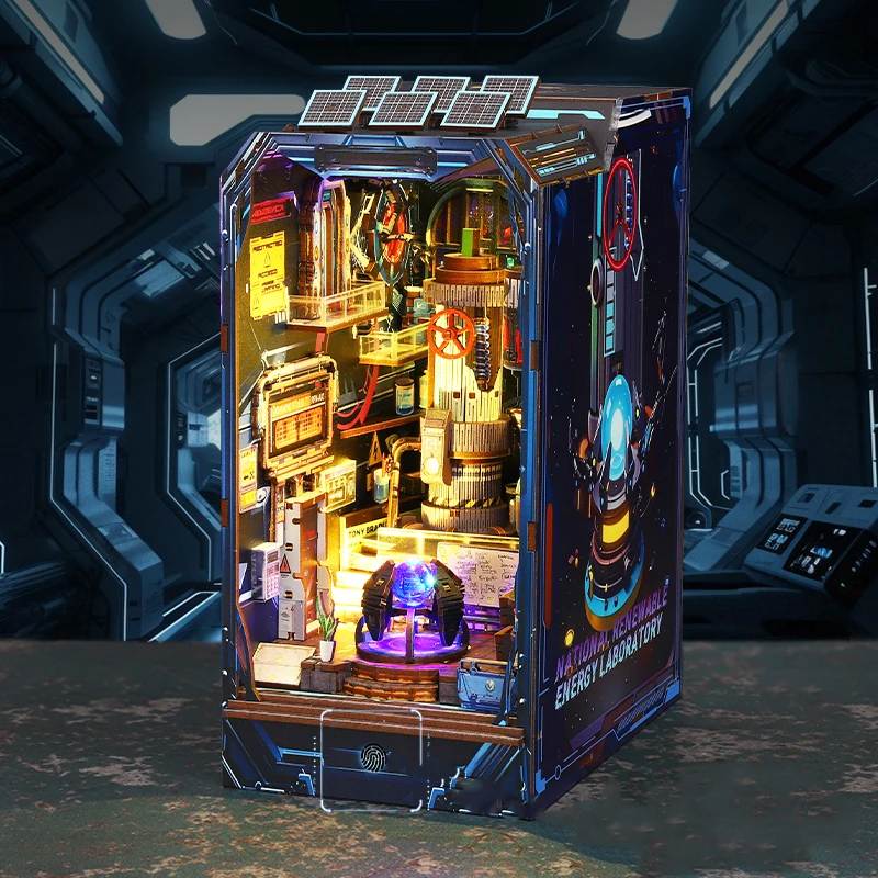 

Energy Laboratory Figurines DIY Wooden Book Nook Miniatures Bookend Handmade Bookshelf Friends Birthday Gifts Home Decor Crafts