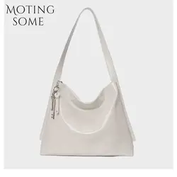 Motingsome Fashion Simply Woman Bag High Quality Oil Wax Cow Leather Large Capacity Shoulder Handbag and Purses Casual Tote 2024