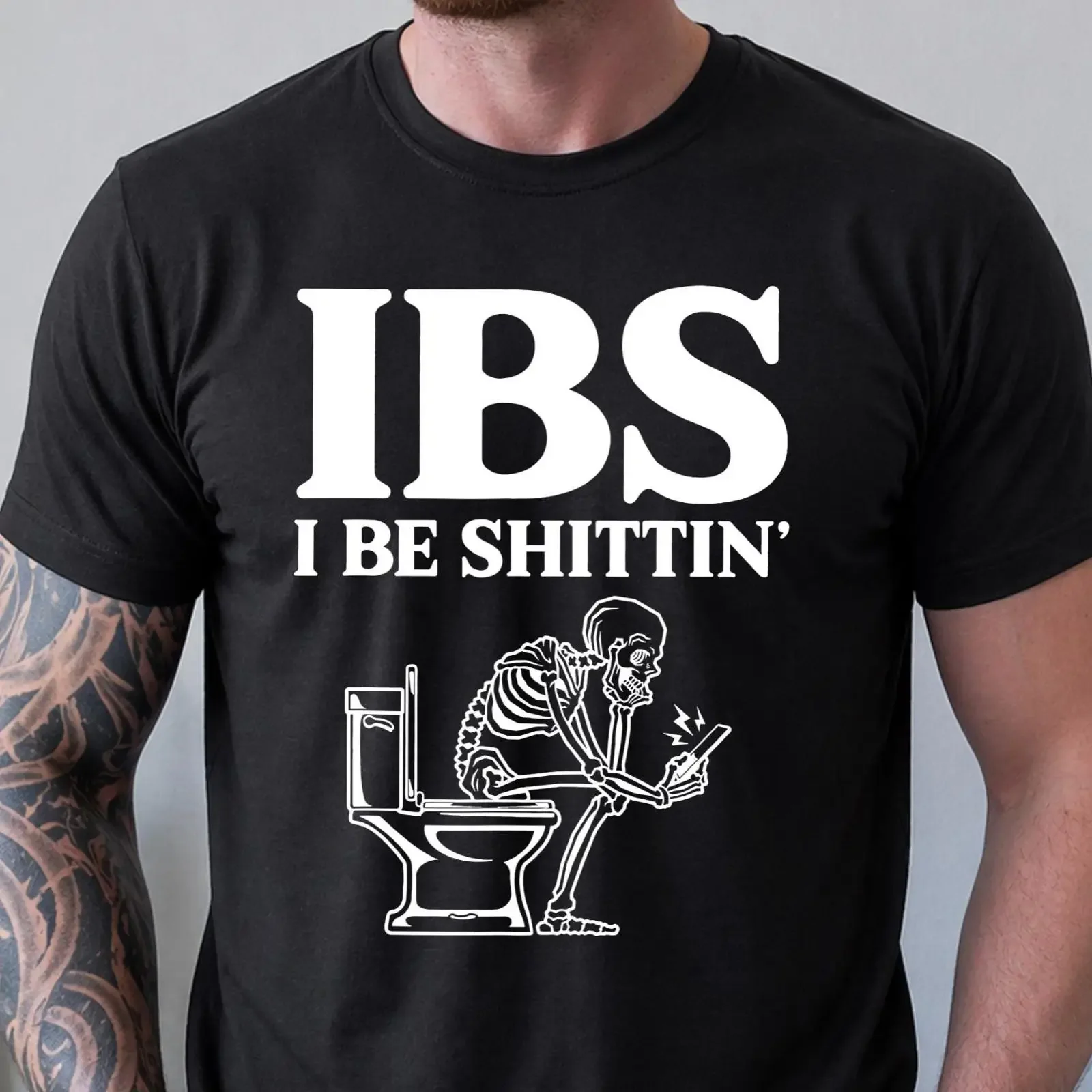 IBS I Be Sh ttin T Shirt Funny Skeleton Toilet vintage Washed Unisex Slightly streetwear Stylish Soft Stretched homme