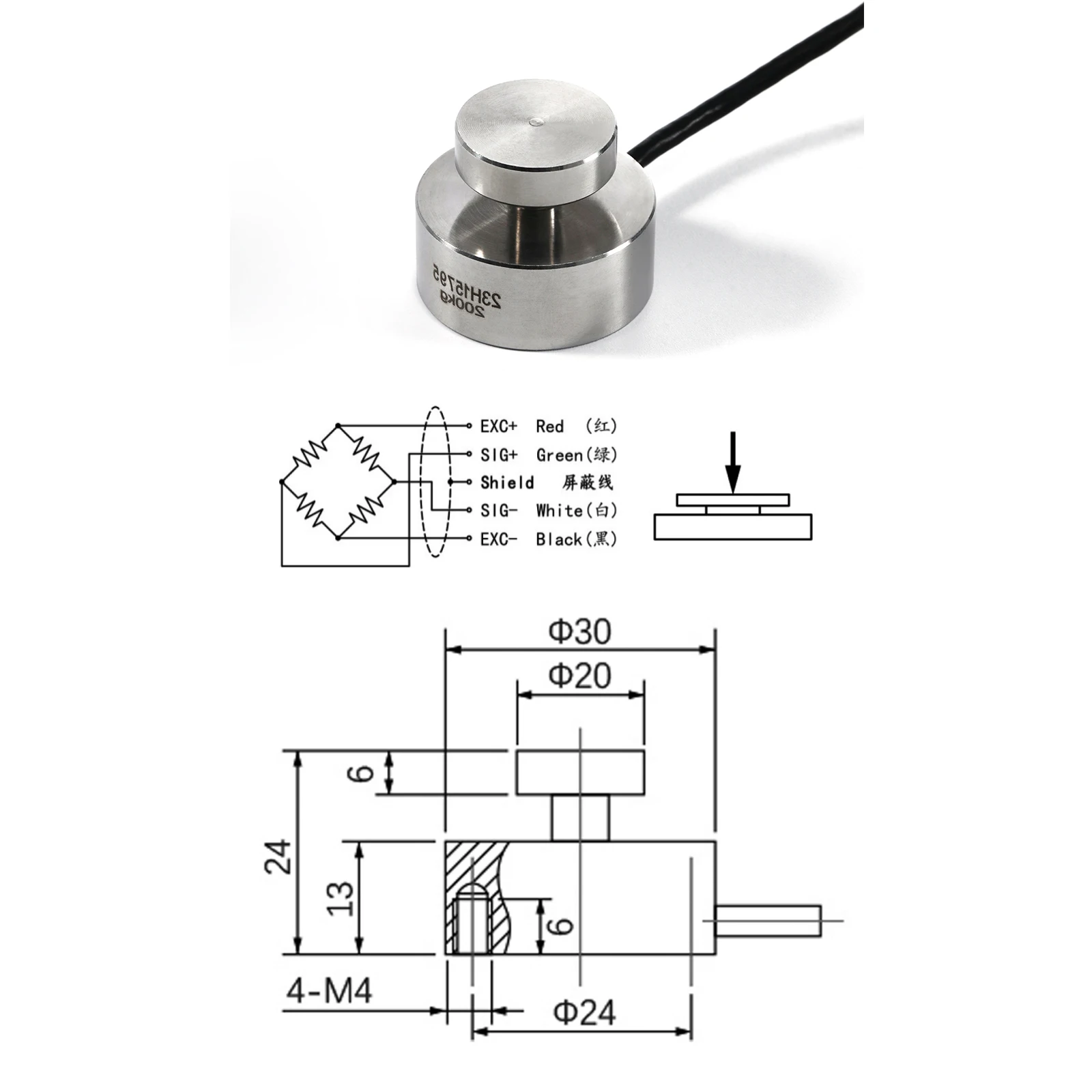 Load Cell Tension Compression Force Sensor Weight Pressure With Signal Transmitter and Display Instrument 100/200/500/1000KG