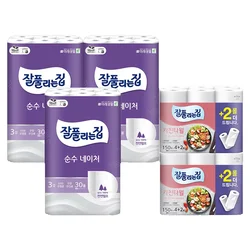 잘풀리는집 순수 네이처 3팩+키친타월 2팩 기획세트