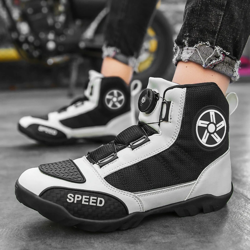 

Motorcycle Shoes Men Racing Bike Boots Breathable Street Riding Boots Waterproof Boots