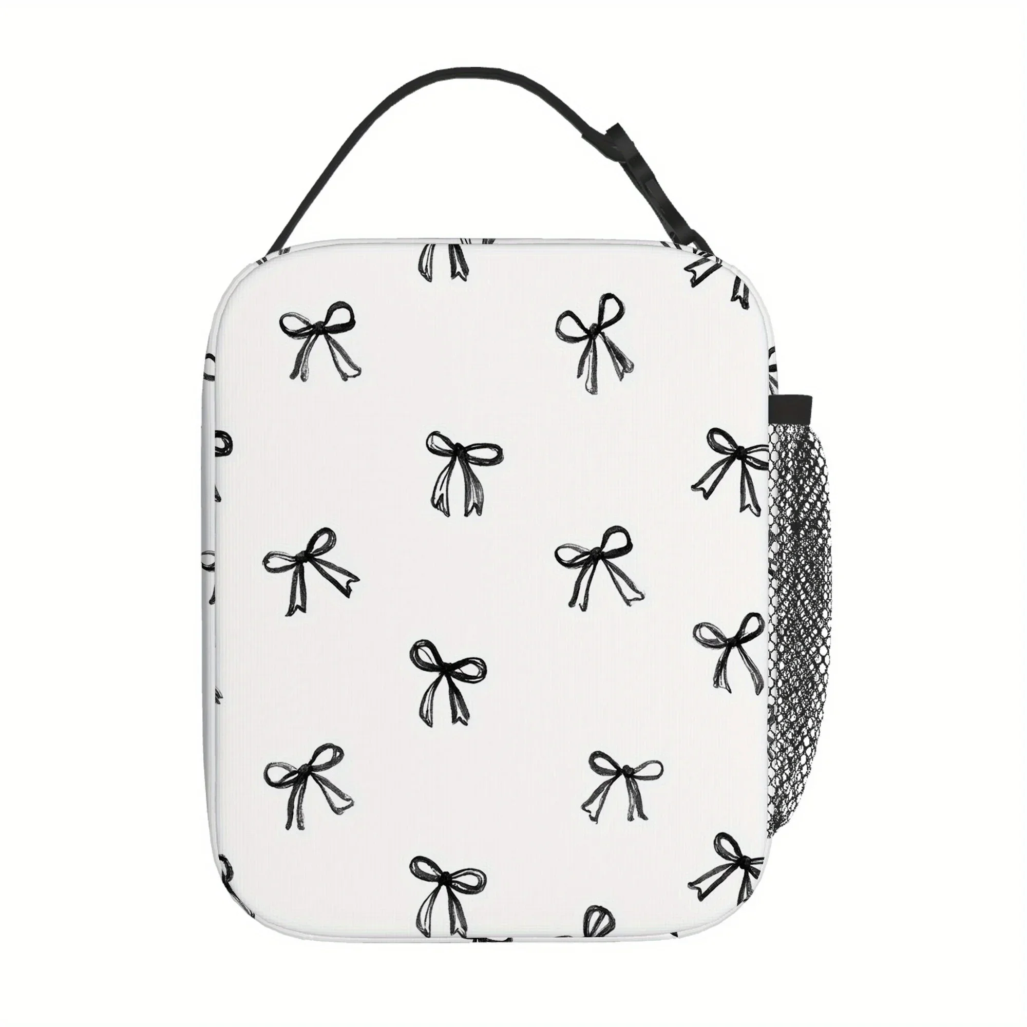 1pc a Thermal Bag Featuring a Hand-Drawn Bow Pattern, Designed for Insulation And Not Intended for Direct Food Contact. Ideal fo