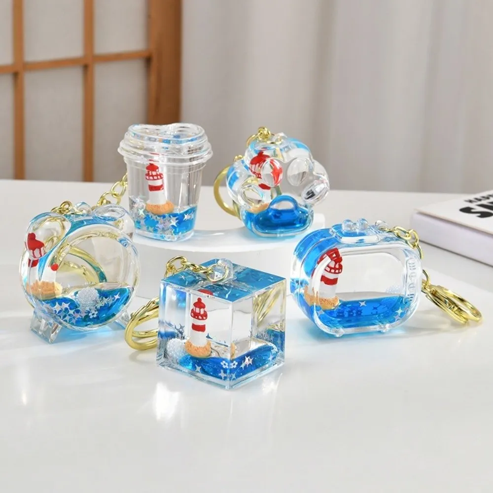 Handcrafted Glass Pocket Fish Ornaments Pendant Oil Filled Blue Oil Fish Figurine Keyring Mini Pocket Vibrant Glass