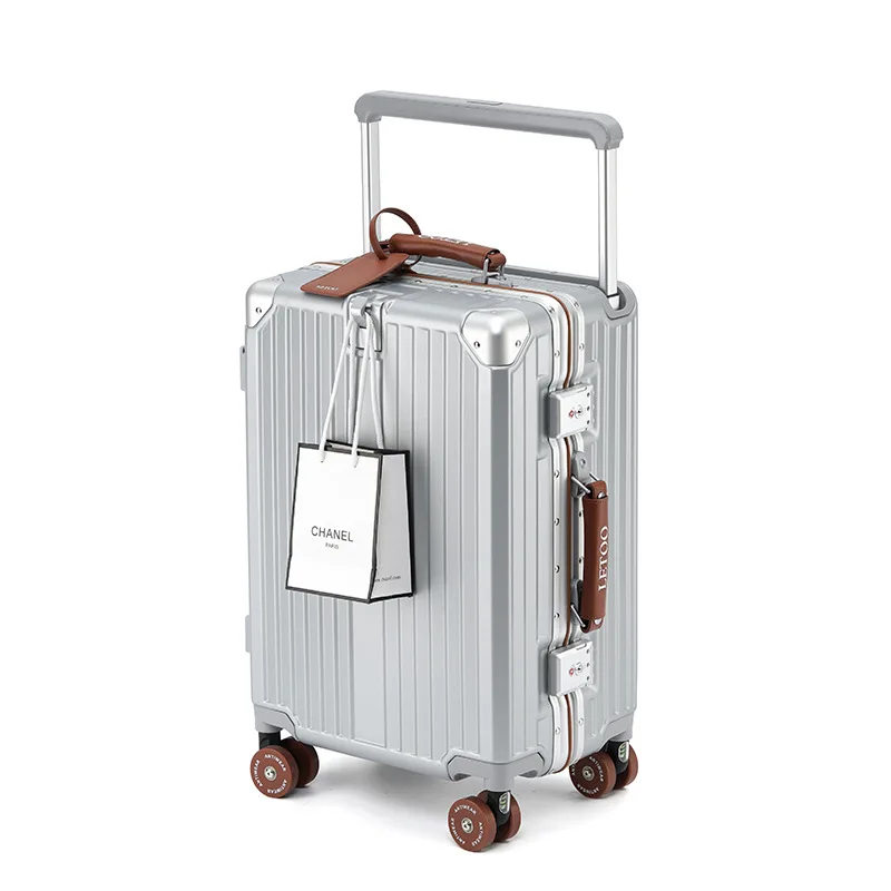 Valises de voyage à poignée large pour femmes et hommes, bagages à main, cadre en aluminium PC, étui à roulettes, 20 po, 24 po, 26 po