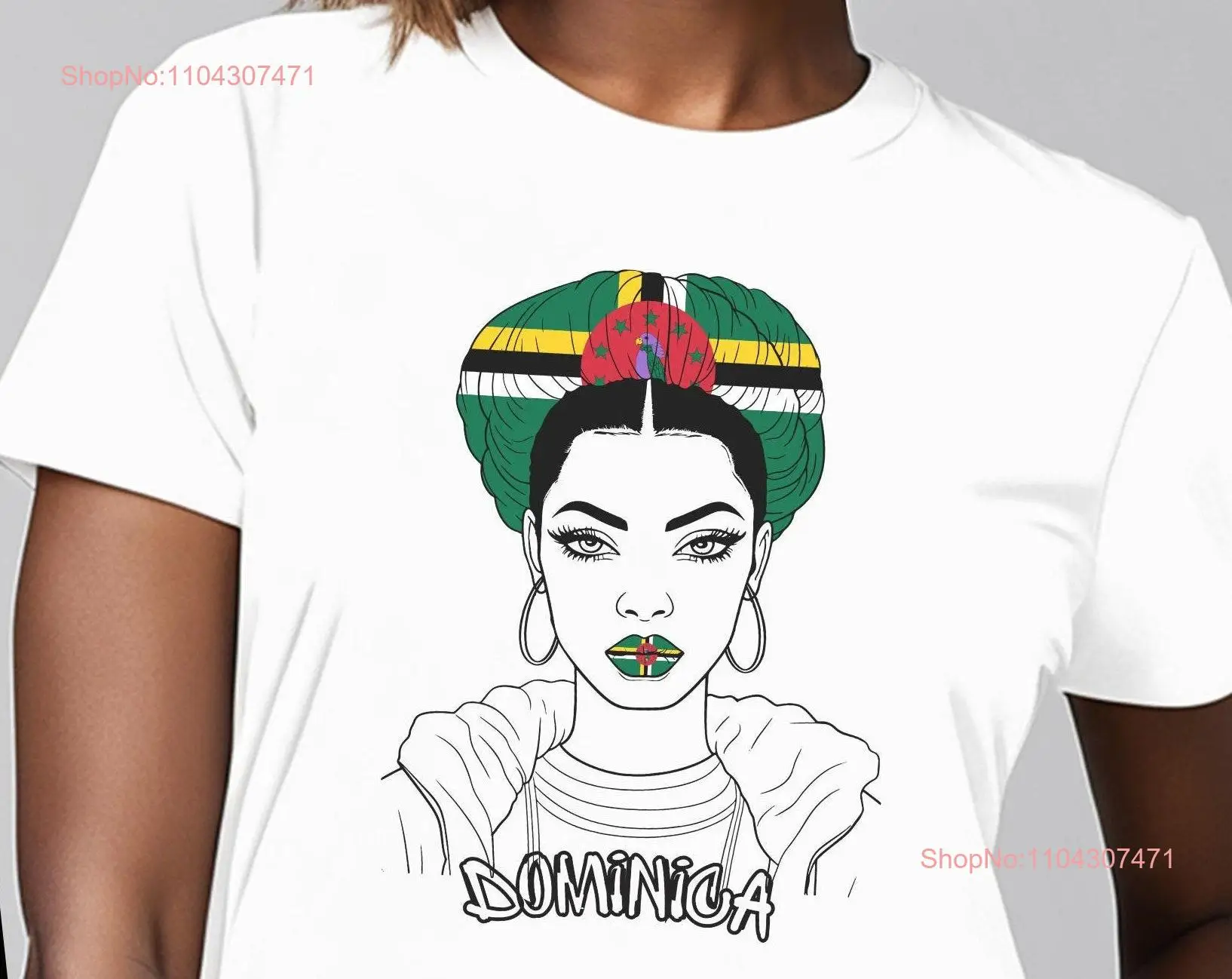 Dominica Flag Head Wrap T shirt Carnival Souvenir Love long or short sleeves