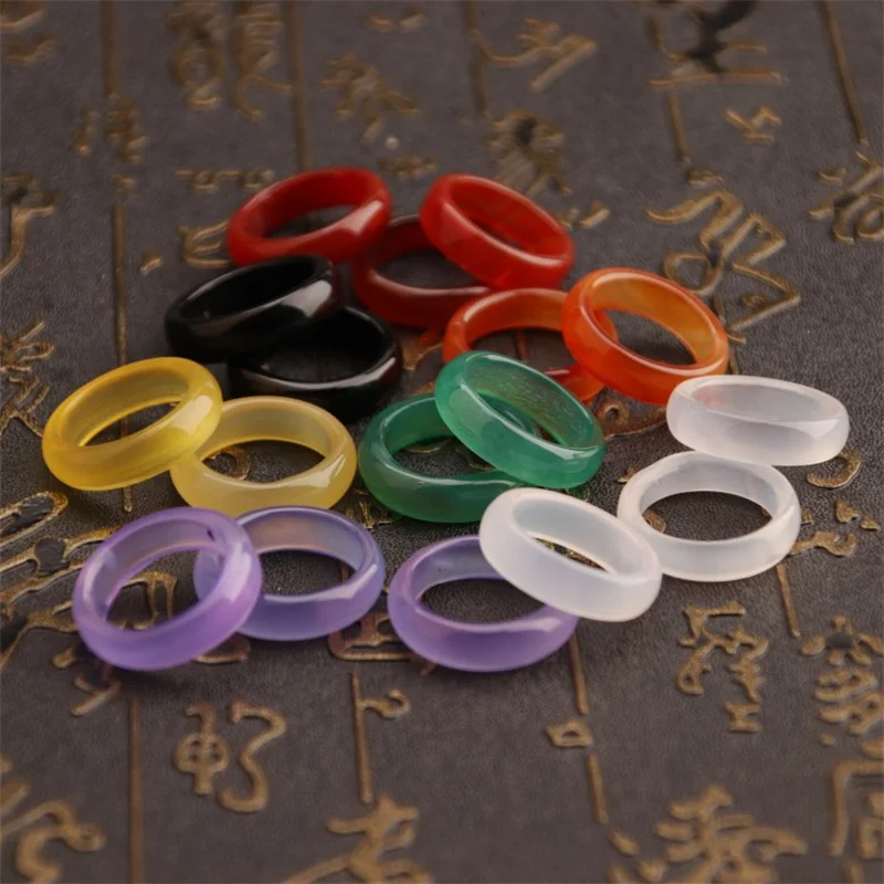 New Hot Fashion New Natural Stone Agate Rings Charms Multi-color Elegant Jewelry Party Gift for Women or Girlfriend High-Quality