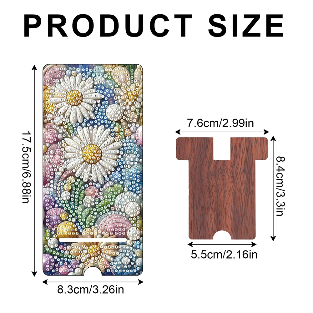 

2-Pack Acrylic Flower Diamond Art Phone Stand & Mirror Kit for Beginner Adult (B)