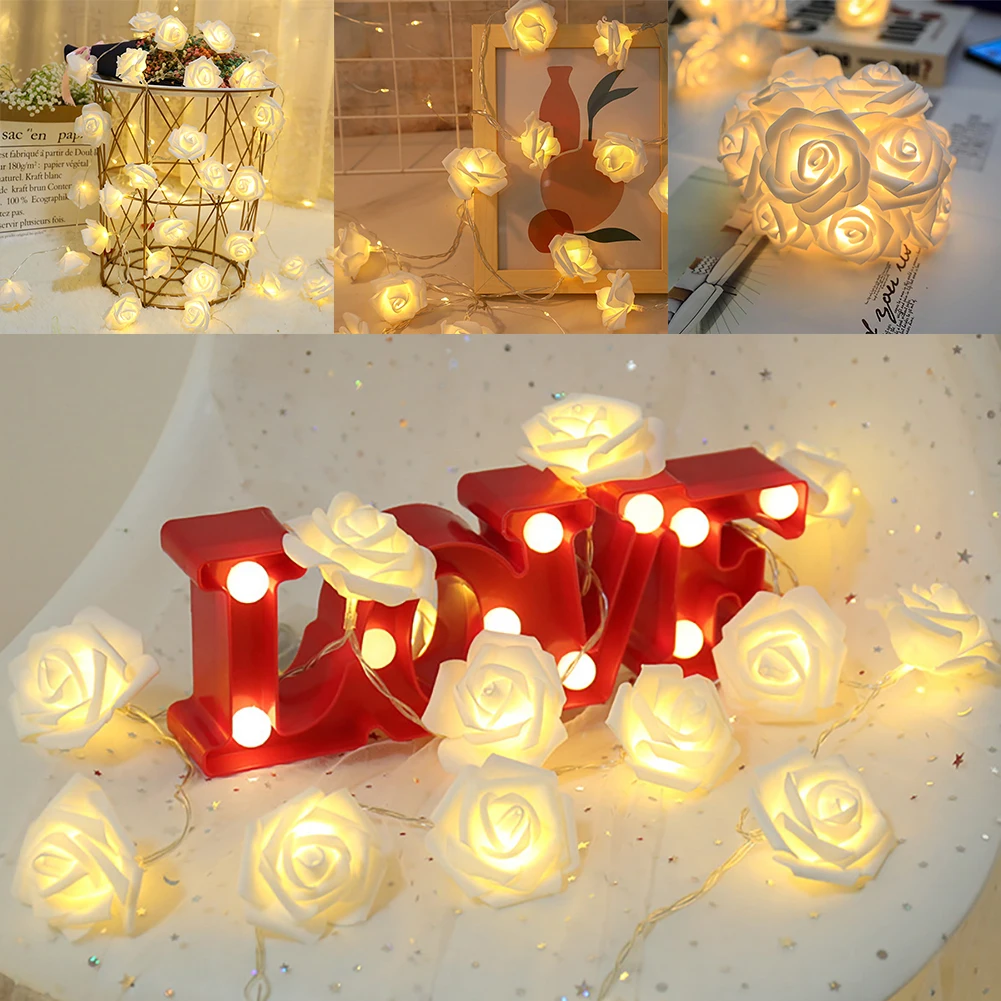 3M 20 LED Rose String Lights Battery Operated Flower Garland Fairy Lights Valentine Wedding Party Decoration Christmas Lights