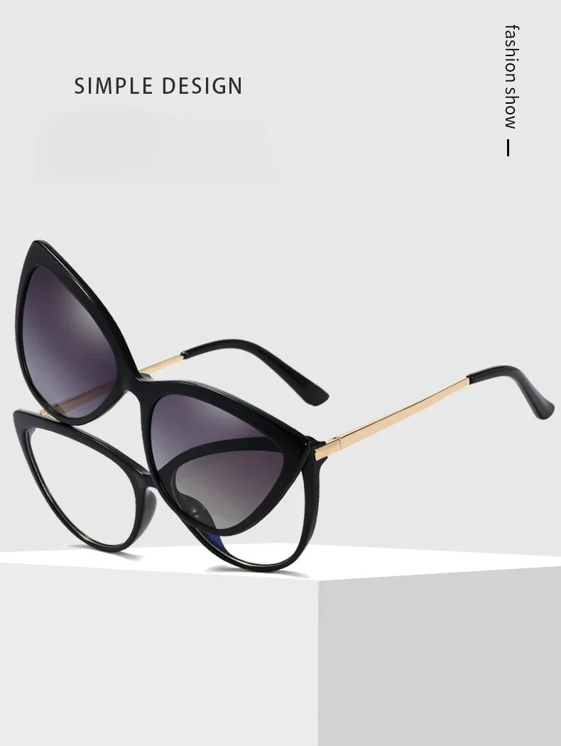 ASKON Ultra-light Fashion Magnetic Clip Glasses Frame TR90 Cat Eye Retro Optical myopia   Eyeglasses Frames Women Eyewear