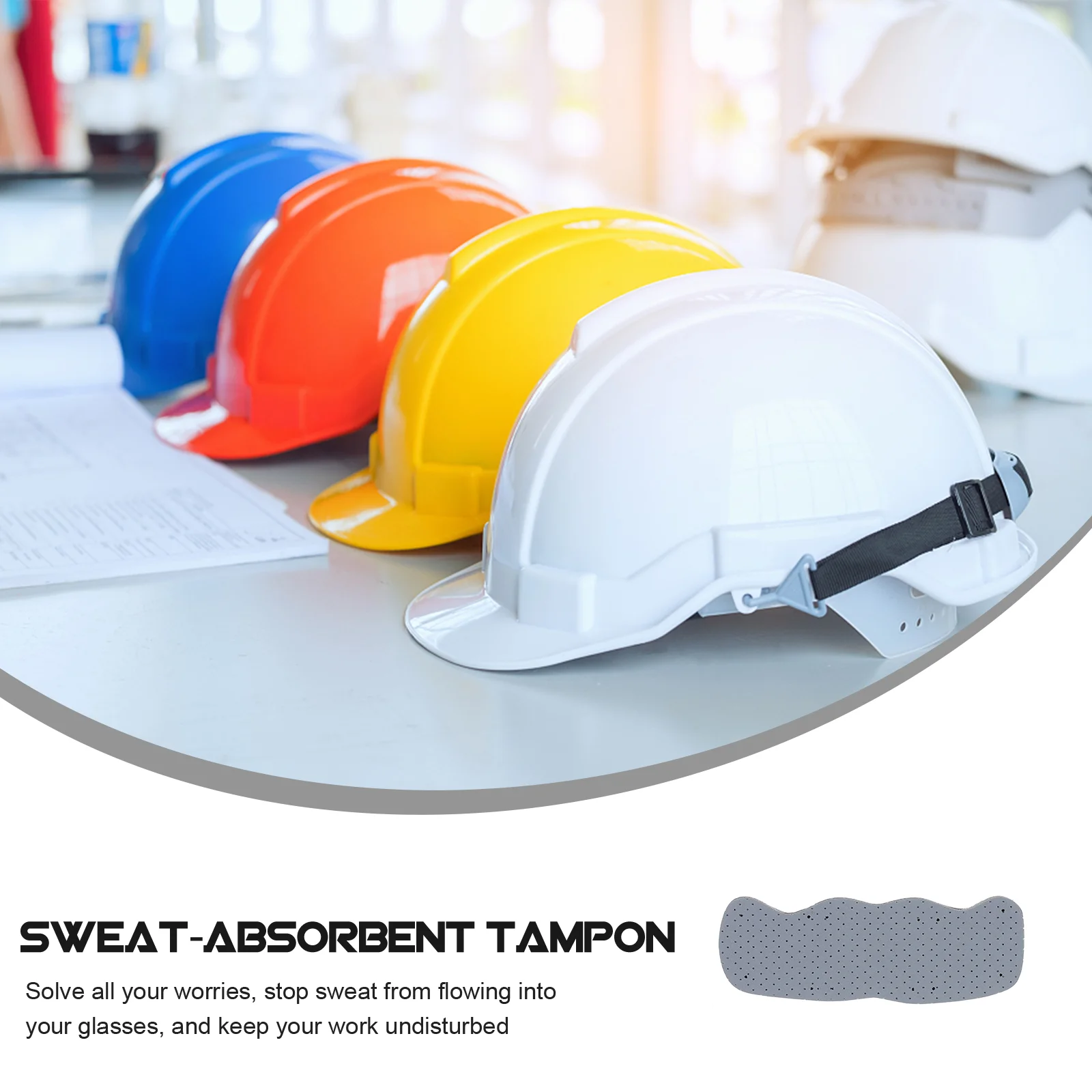 6 ชิ้นหมวก Sweatband Worker Liner ความปลอดภัย Sweatbands Light สีเทาอุปกรณ์เสริม Sweat-proof Pad Man