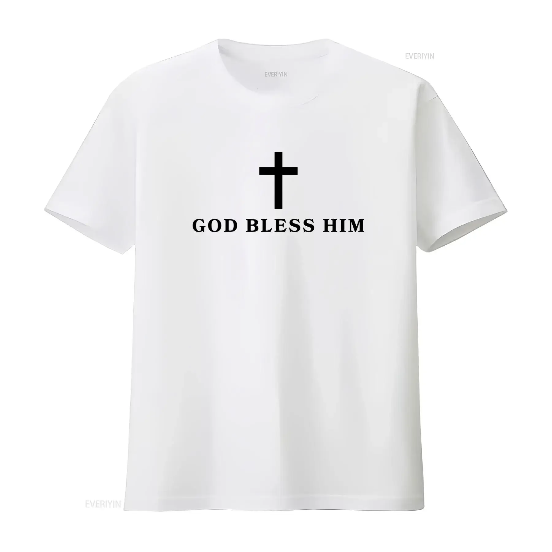 God Bless Him T Shirt Stylish Cross Design for All Occasions vintage Washed Soft Slightly fashion Top For Everyday Wear