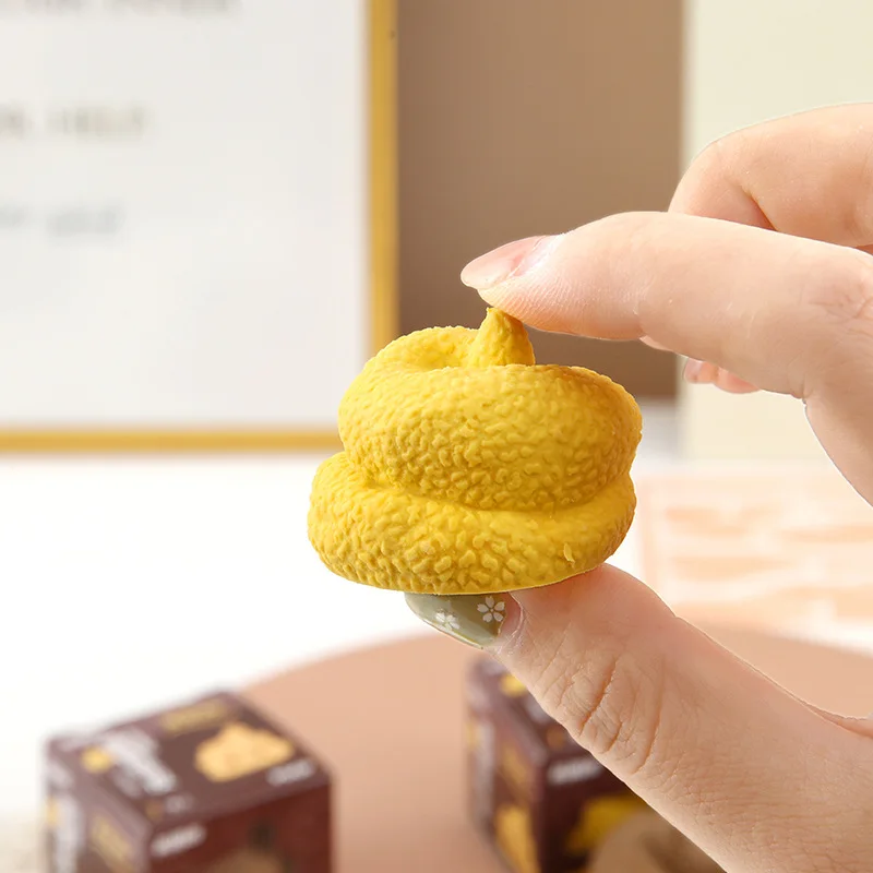 3 قطعة ممحاة البراز الإبداعية لمكتب متعة المزحة الضغط خطأ تصحيح لوازم مكتبية طالب عنصر دراسة فريد #5