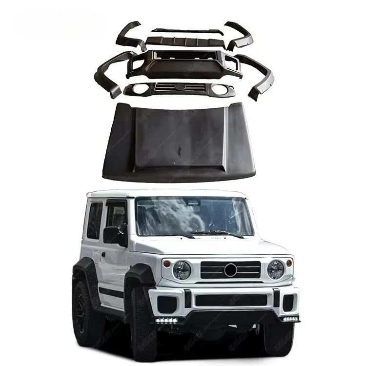 

Hot Sale LB Style Wide Body Kit for Jimny FRP Fiber Glass Front Bumper Grille Engine Hood Spoiler Complete Car Body Kit