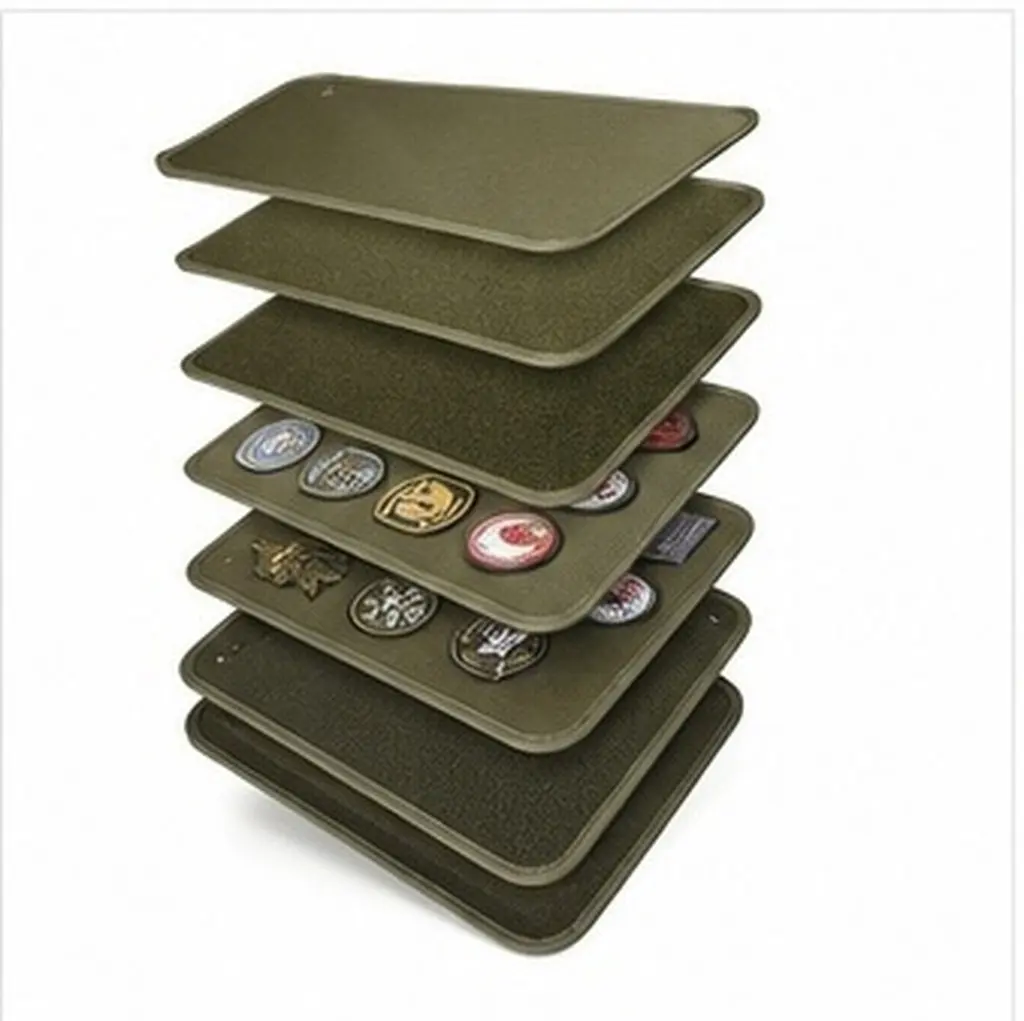 Patch Display Board Flip-Page Badge Book 16.5x12.6 Inch Olive Green Hook Loop Panel Armband Patch Collection Organizer Storage
