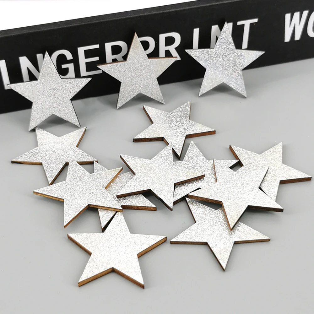 Wooden Stars Glitter Sequin Confetti for DIY Handmade Craft Wedding Birthday Christmas Party Table Centerpiece Showcase Decor