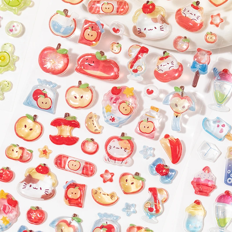 1Pc/Pack Cute 3D Embossed Stickers Material Perfect for Handmade Diy Scrapbooking Journaling Supplies