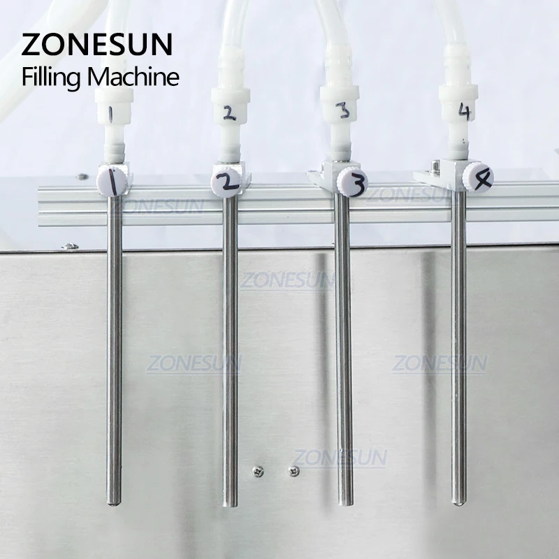 Zonesun ZS-DTPP4D desktop automático quatro bocais de mergulho suco água espumoso líquido bomba peristáltica máquina enchimento