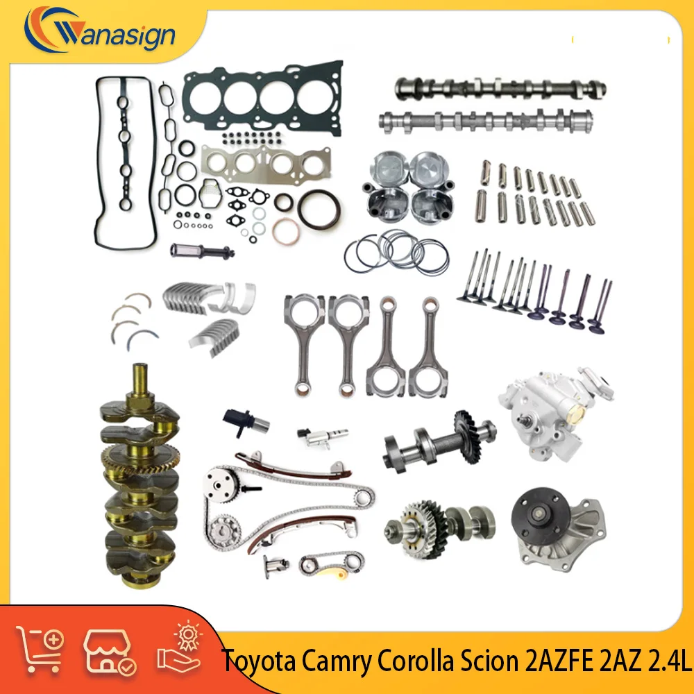 

Engine Parts Rebuild Overhaul Gasket Piston Crankshaft Camshaft Fit 2.4 L L4 Gas 2AZFE For Toyota Camry Corolla Scion tC xB 2.4L