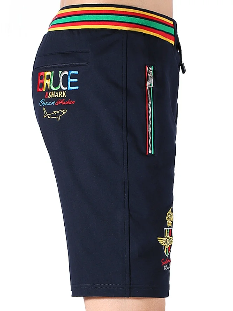 

Летние мужские спортивные штаны прямого кроя, шорты Bruce And Shark, модные эластичные вышитые свободные брюки больших размеров для мужчин