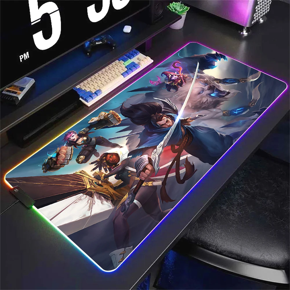 RGB League of Legend Gaming Large Mouse Pad Large Cool Mousepad Keyboard Carpet Game Rubber No-slip LED Mouse Mat Gamer Deskmat