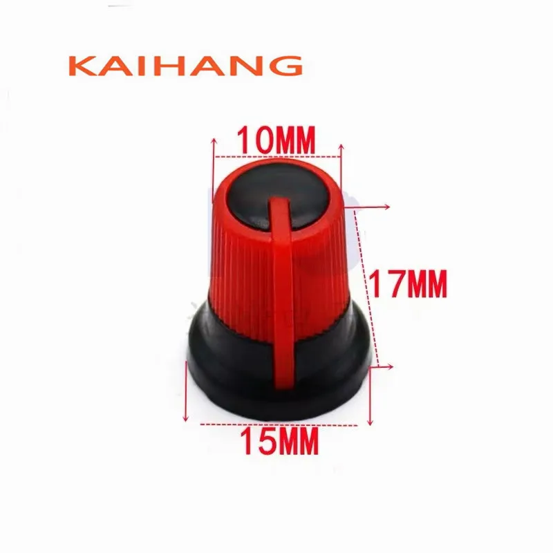 100PCS 15*17mm Dual Color knob Cap 6mm Spline Shaft Plastic  Potentiometer Encoder Switch Knob For Mixer Audio Amplifier
