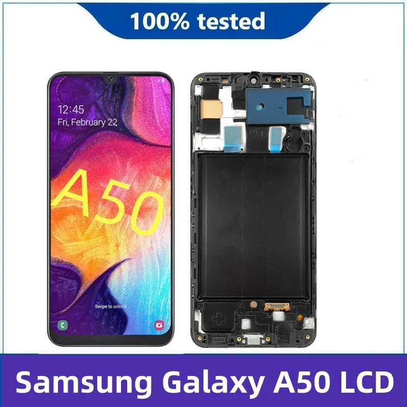 TFT A50 Display Screen With Frame, for Samsung Galaxy A50 A505 A505FN/DS A505F/DS LCD Display Digital Touch Screen Replacement