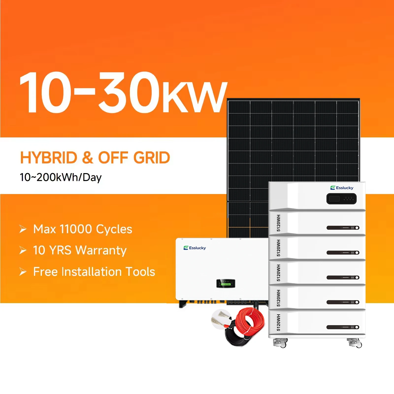 500W-30KW Hybrid Solar Kit, MPPT Lithium Battery Complete Off Grid Storage System for Home Use