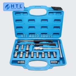 Ensemble d'outils universels pour voiture, extracteur d'injecteur diesel, siège et nettoyant, dissolvant de carbone, coupe-siège, fraise, 17 pièces