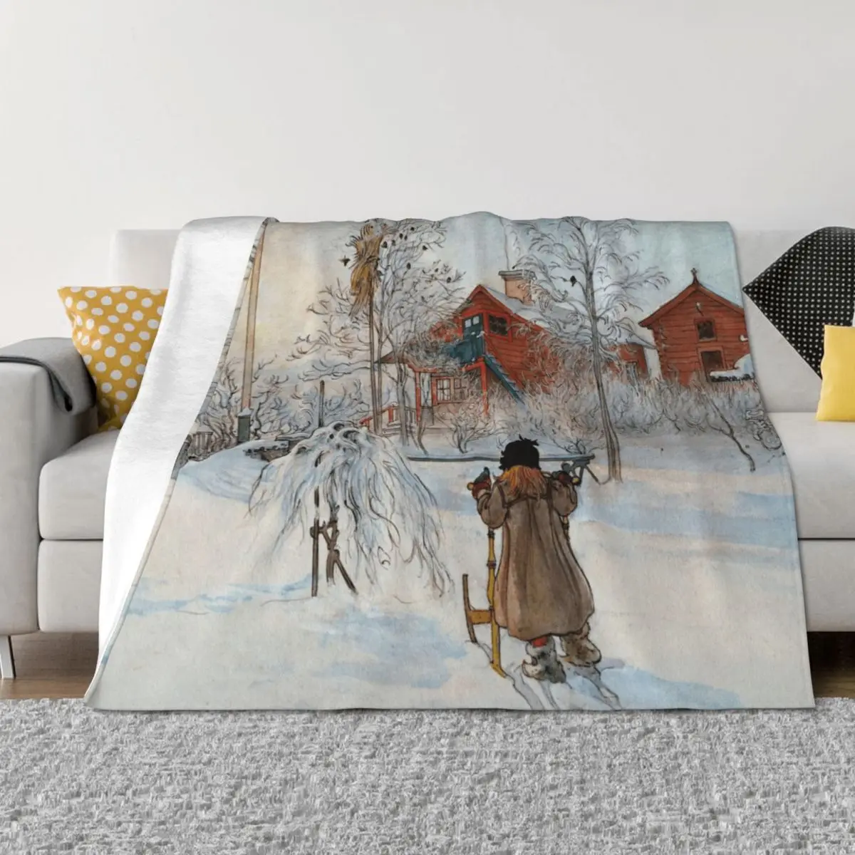 

The Yard and Washhouse - Carl Larsson Throw Blanket for babies blankets and throws Sofa Throw Beautifuls Blankets