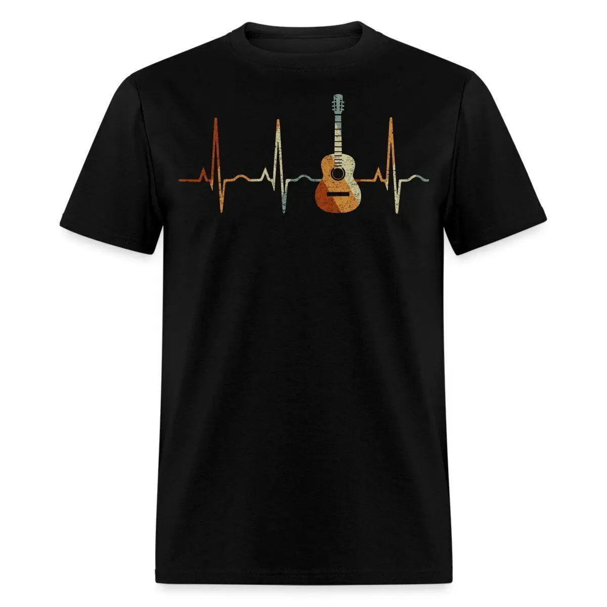 NEW LIMITED Vintage Acoustic Guitar Heartbeat Guitarist Gift T-Shirt