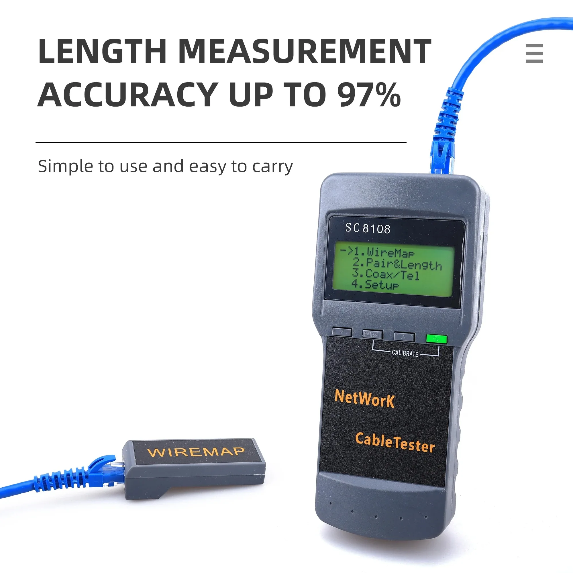 SC8108 LCD Digital PC Data Network CAT5 RJ45 LAN Phone Cable Tester Meter Tester di rete Wireless multifunzione portatile