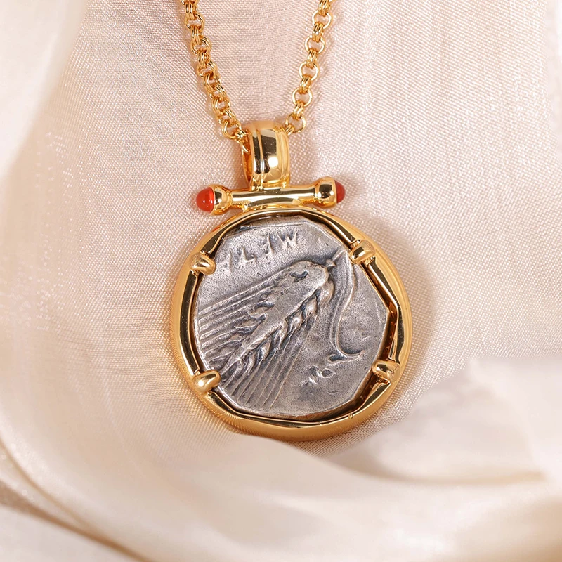 Demeter goddess of fertility vintage coin necklace