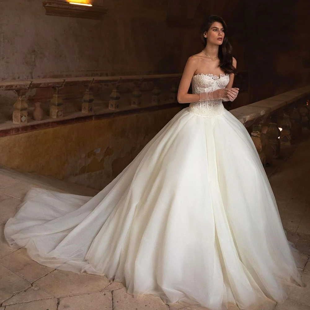 Msikoods marfim princesa vestidos de casamento elegante rendas apliques vestido de noiva sem mangas namorados vestidos de noiva feitos sob encomenda