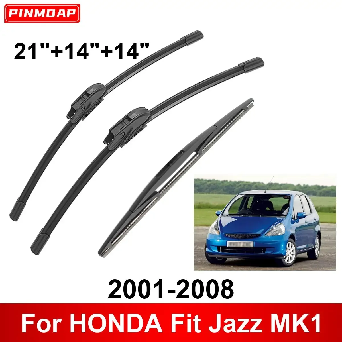

3PCS Car Wiper For HONDA Fit Jazz MK1 2001-2008 Front Rear Wiper Blades Brushes Auto Accessories 2001 2002 2003 2004 2005