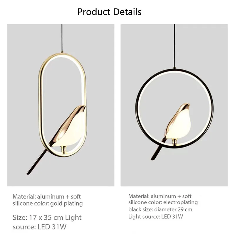 Nordic lustre LED magpie ceiling pendent lights modern hanging lamp home living study bedroom dining room bar decor chandelier