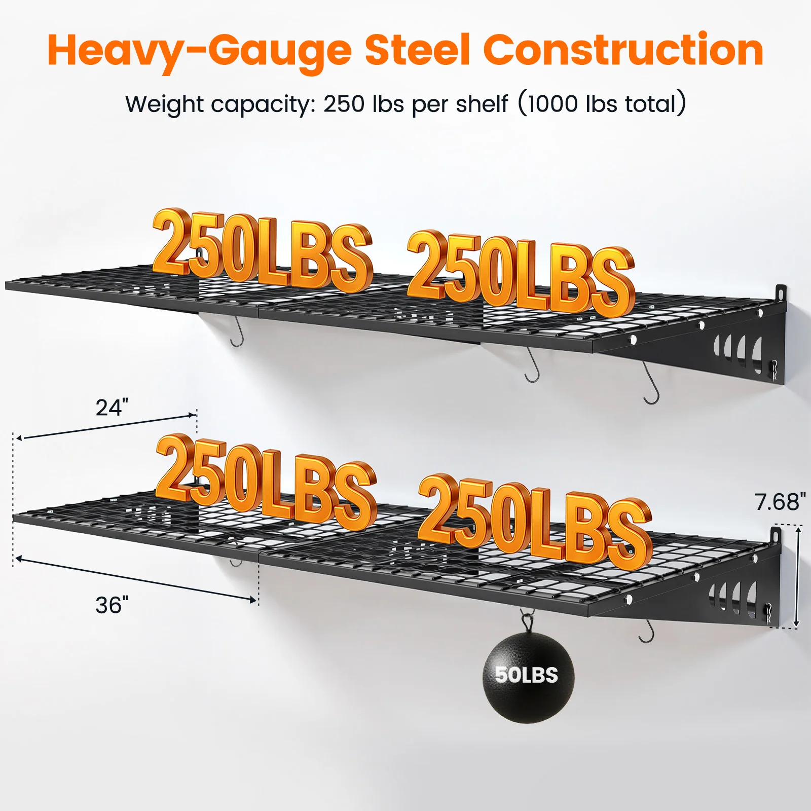 2 Layers Garage Storage Rack Wall Mounted Heavy Duty Shelf Hand Power Mobile Tool Organizer Rack Electric Drill Holder