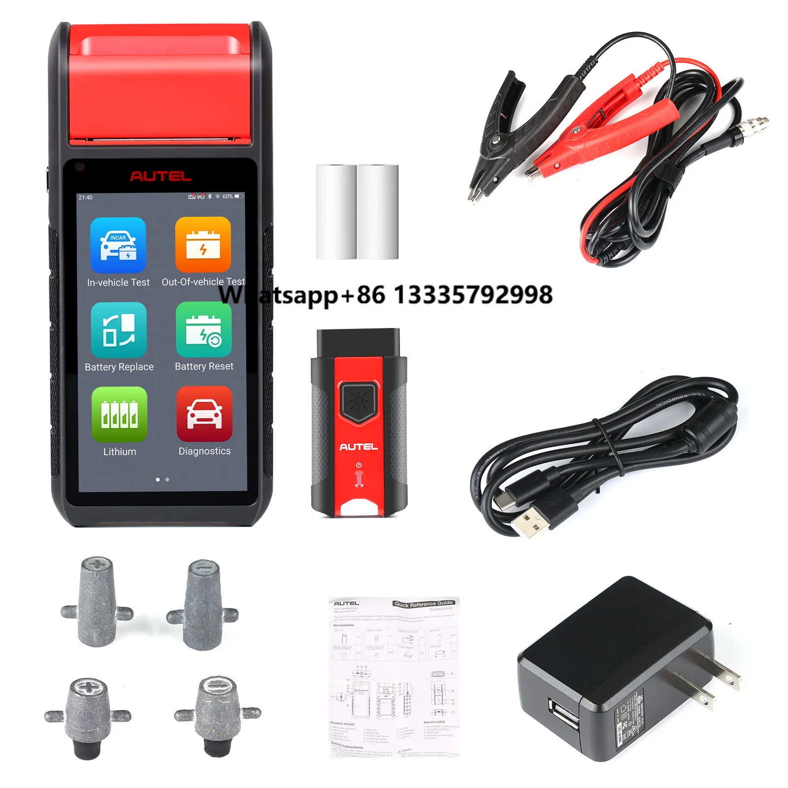 

2022 Upgrade of BT508/BT506 Adaptive Conductance 100-3000 Autel MaxiBAS BT608E Touchscreen Car Battery Tester Diagnostic Scanner