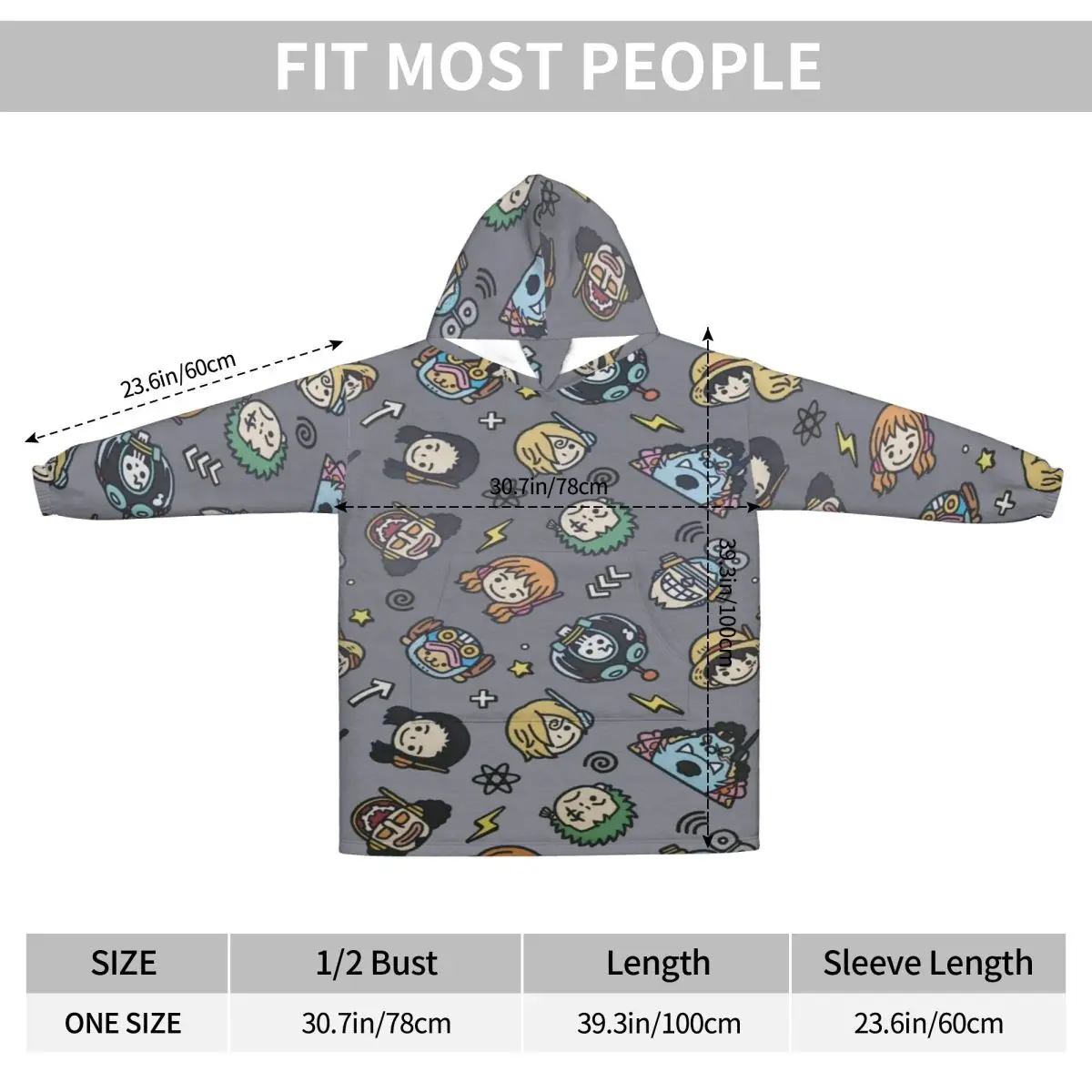 لوفي زورو توني تشوبر أنيمي بطانية هوديي البلوز طويل الصوف مقنعين بطانية يمكن ارتداؤها مع جيب كبير للنساء الرجال #5