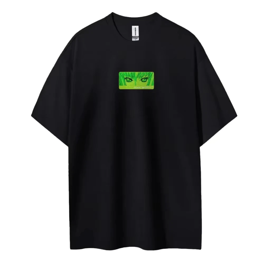 2026 New Code Geass T-Shirt C.C. Character Green Hair Immortal Witch Quote Print Men's Clothing Women Summer Streetwear T Shirt