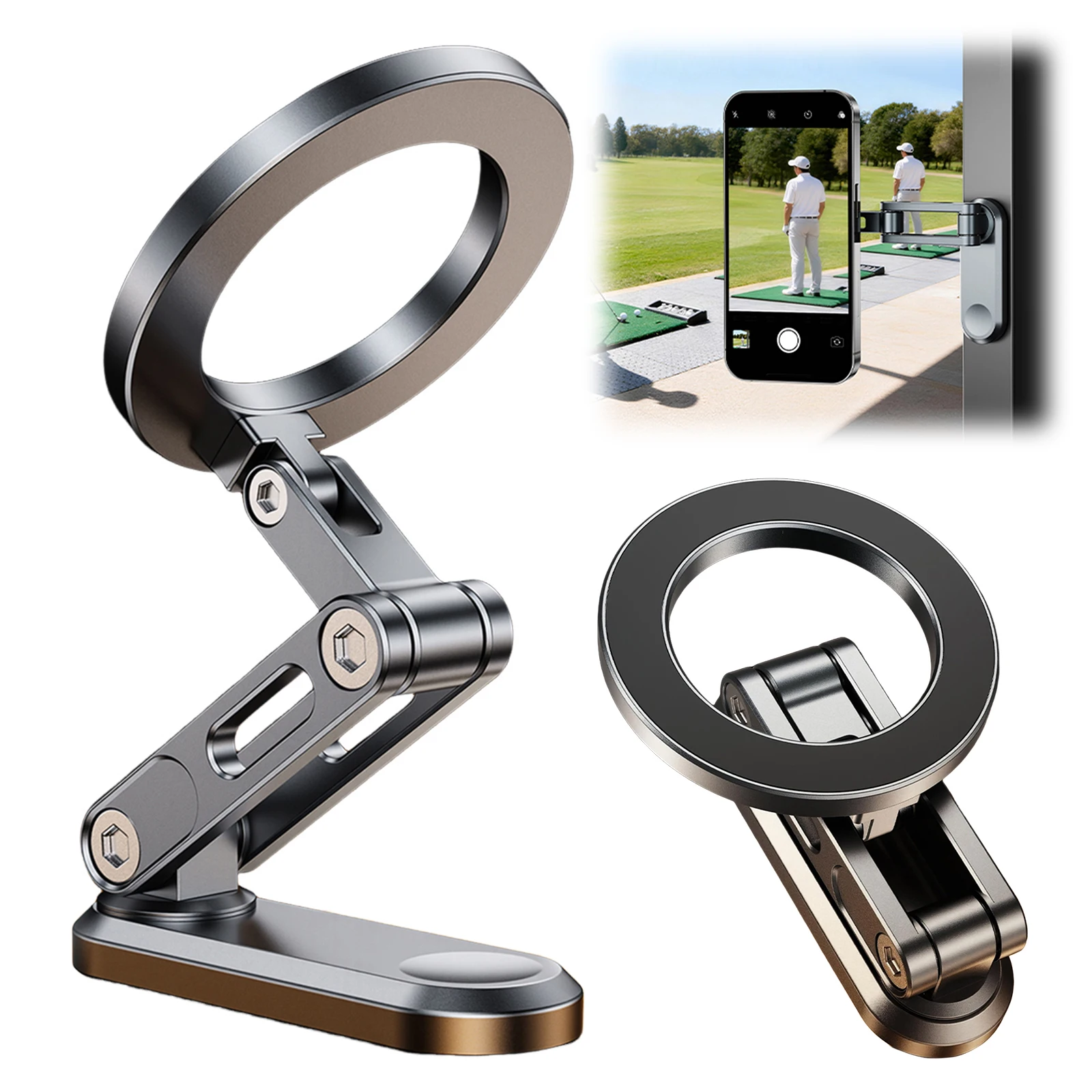 360 Degree Rotation Car Mount Adjustable Metal Arm Magnetic Cars Phone Holders Car Magnet Phones Mounts for Travel/Car/And Gym