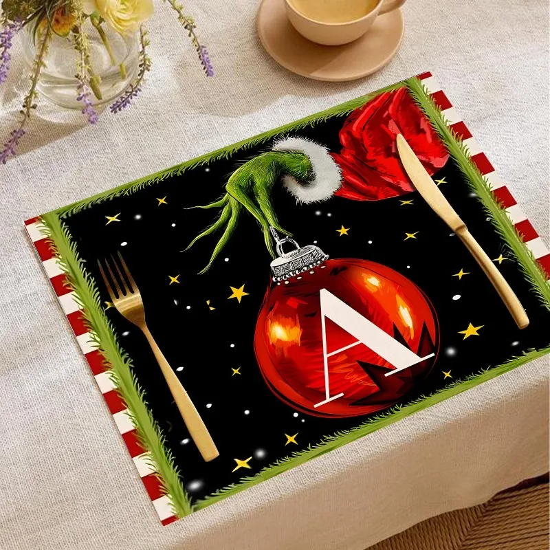 Hot Sale Linen Table Mat English Letter Placemat Home Western Restaurant Kitchen Heat-Resistant Cup Pad Western Food Pad