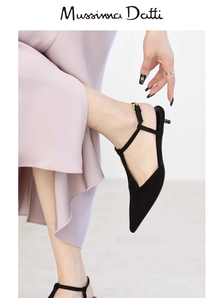 Murrinna Daffi 2024 Spring New Comfortable Pointed Sandals Minimalist temperament slim heel pointed toe single shoes