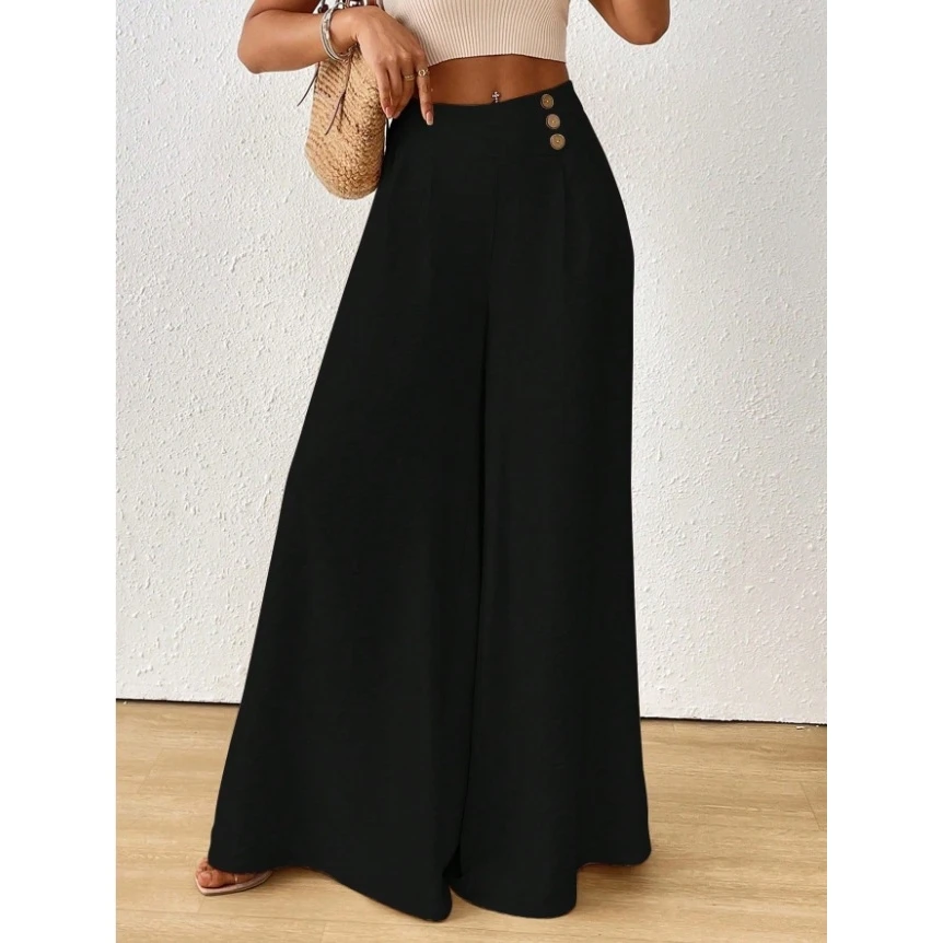 Elegant Wide Leg Pants Long Trousers Fashionable Cross-Border mid Waist Elegant Fashion Women's Clothing Independent Station ...