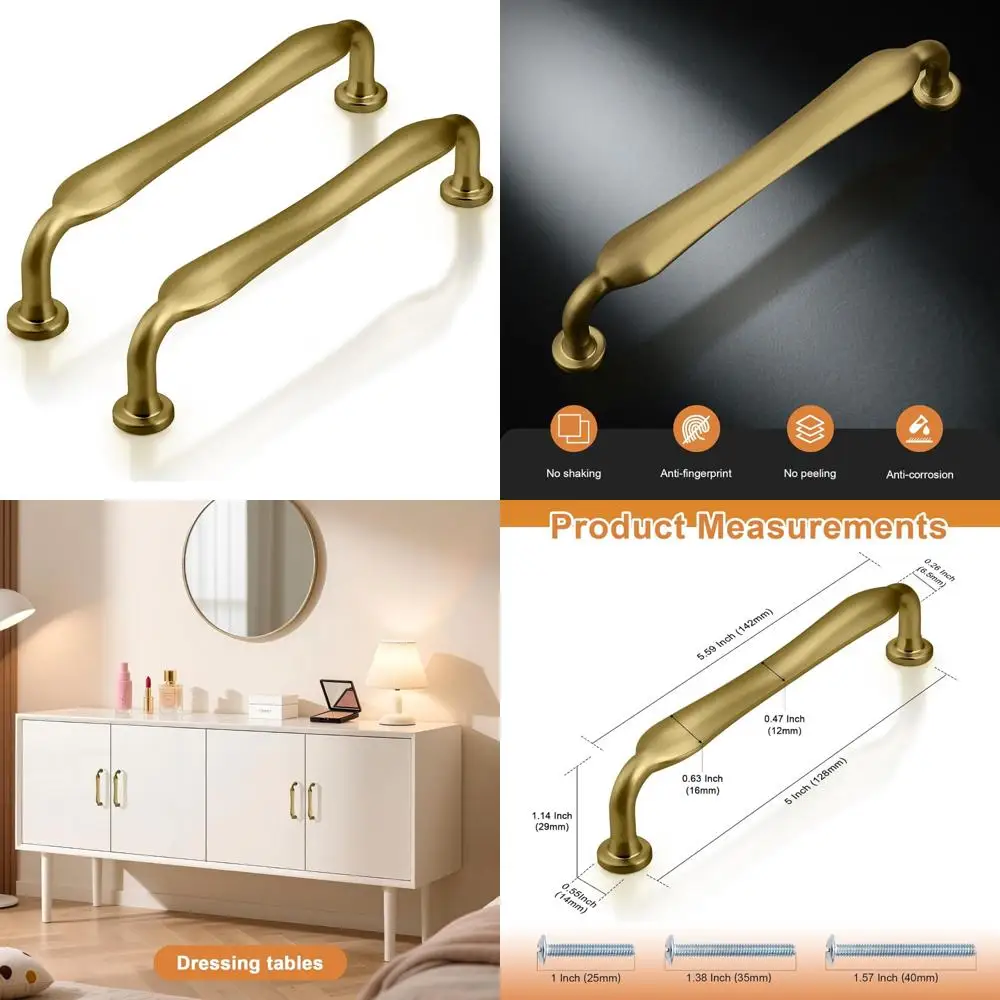 

5 Inch Champagne Bronze Zinc Alloy Cabinet Handles, Kitchen Cupboard Pulls for Drawers with 128mm Hole Centers
