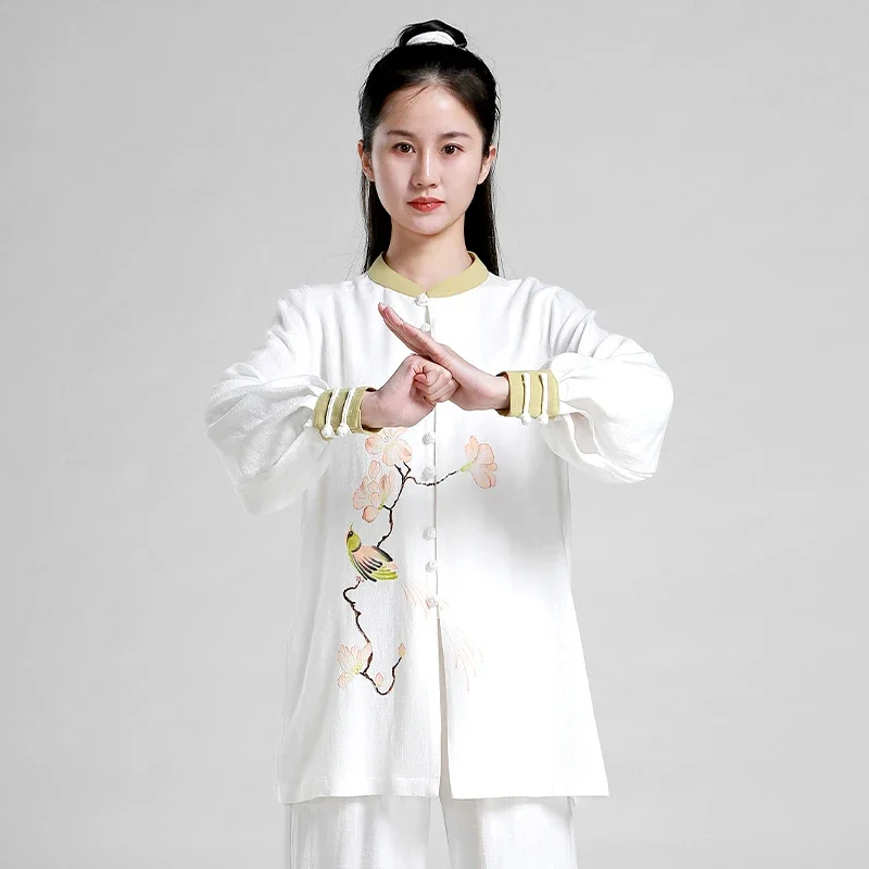 

Martial Art Uniform Hand-painted Tai Chi Clothes Kung Fu Dress Wushu Clothing Girl Women Kun Master 2023 New Style White