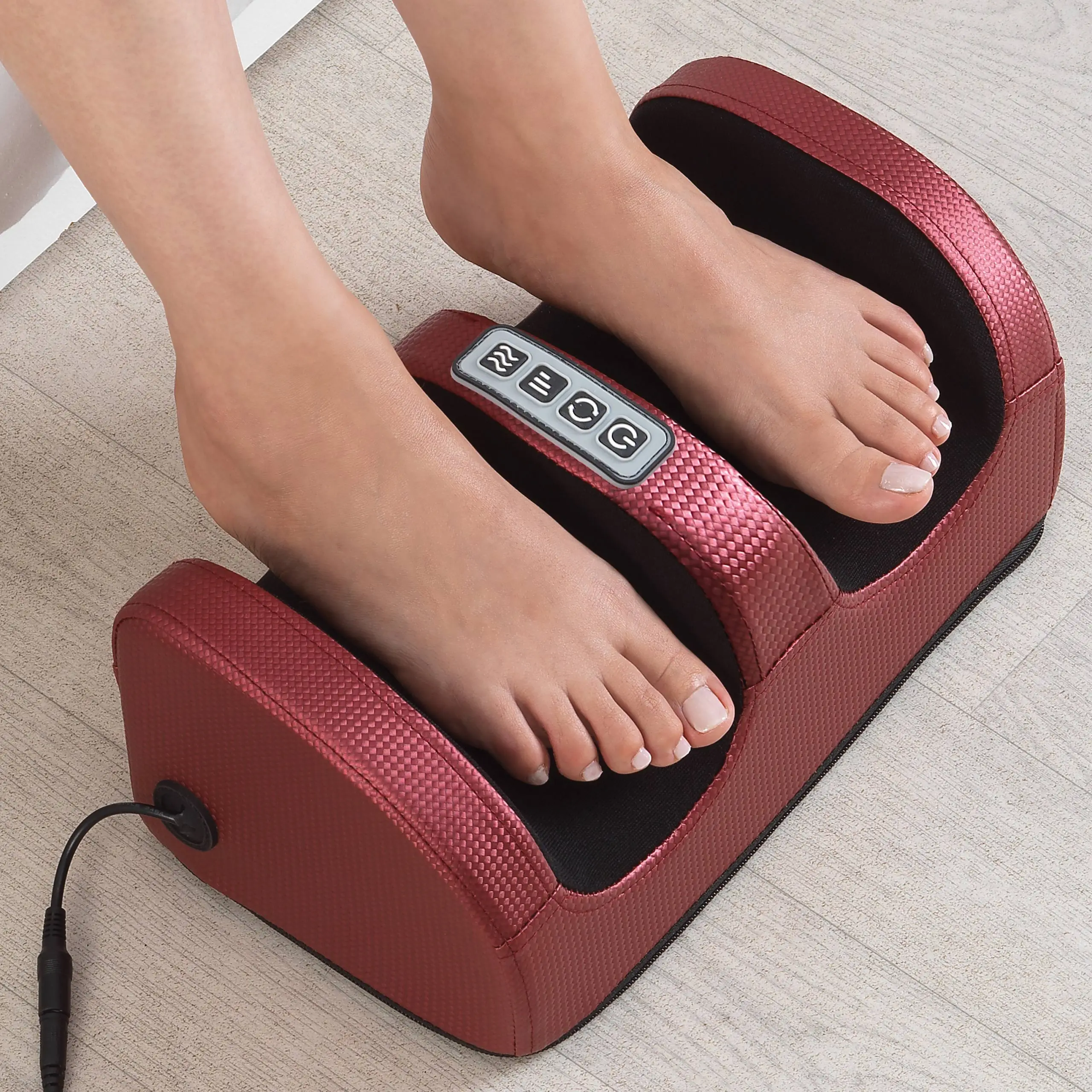 Electric Heating Foot Massager Shiatsu Kneading Calf Roller Muscle Vibrator Heating Therapy Relief Foot Fatigue Relax Hands Feet