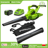 Greenworks 40V Cordless Brushless Leaf Blower Vacuum 4.0Ah Battery and Charger Included 185 MPH/340 CFM / 75+ Compatible Tools