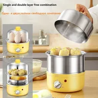 220V Timer 2 Layer Home Use Electric Steamer Portable Stainless Steel Egg Cooker Breakfast Steamer